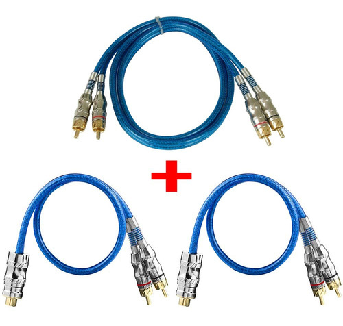 Kit Cabo Rca Taramps 1x 1 Metro + 2x Y 1f2m Dupla Blindagem