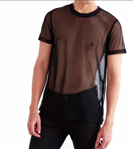 Remera transparente negra hombre hotsell