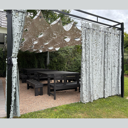 2 Cortinas Camuflaje 1,5 X 2,2m Y Kit Montaje Galerias Deco Verde