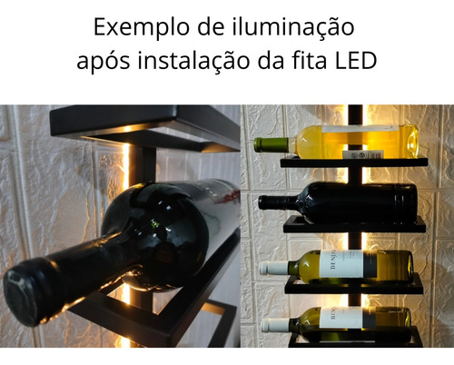 Adega Parede Suporte Vinho 11 Garrafas 1.20m Com Led
