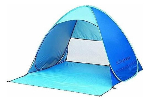 Carpa De Playa Portatil Azul Plegable Proteccion Uv