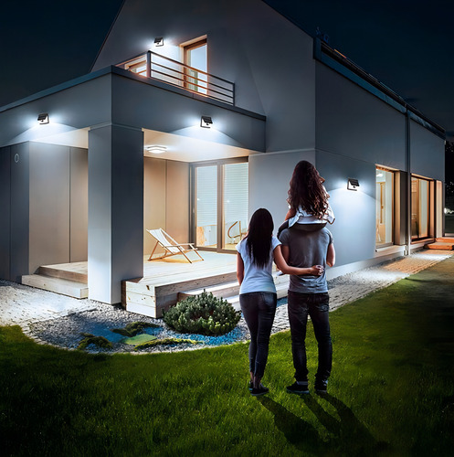 1x Luminária Solar Parede 40led Sensor Presença Iluminação Estrutura Preto