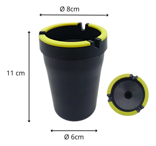 Cenicero Auto Universal Portátil De Plástico Negro