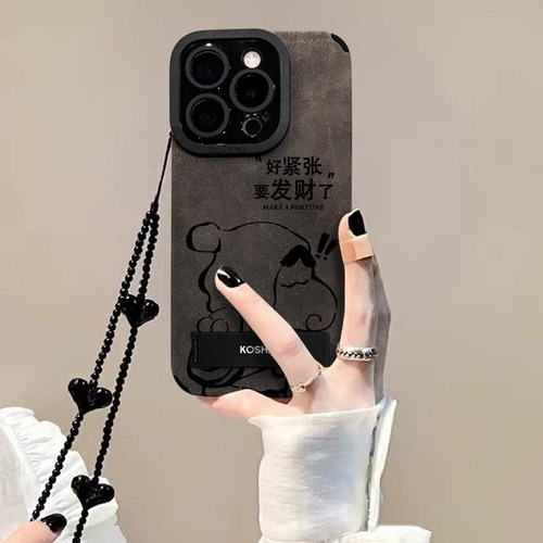 Funda Para iPhone Get Rich Stand Bracelet 15 Suede 14 Pro Pre