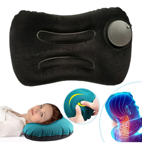 Apta Para El Camping Y La Playa Almohada Hinchable Color Negro