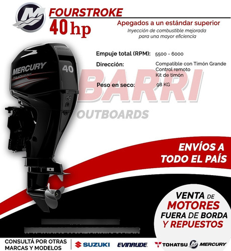 Motor Fuera De Borda Mercury 40 Hp Elpt 4 Tiempos