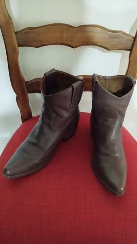 Botas Texanas Jr Caña Corta Cuero Marron Chocolate Talle 37 (Usado)