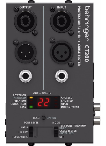 Probador De Cables Con 3 Modos 8 En 1, Behringer Ct200