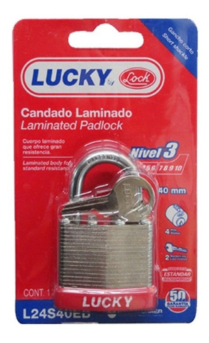 Candado Lock L24s40eb Laminado De 40 Mm 20100088 Color Gris