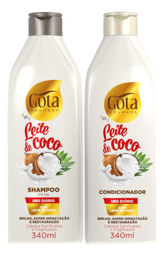 Kit Gota Leite De Coco Uso Diario Shampoo E Condicionador