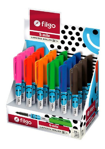 Lapicera Boligrafo Roller Smile X 3 Tinta Cartucho Filgo