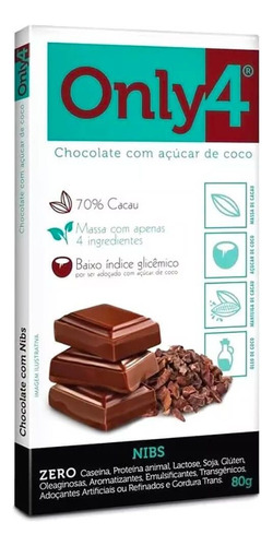 Chocolate 70% Cacau Nibs Only4 80g