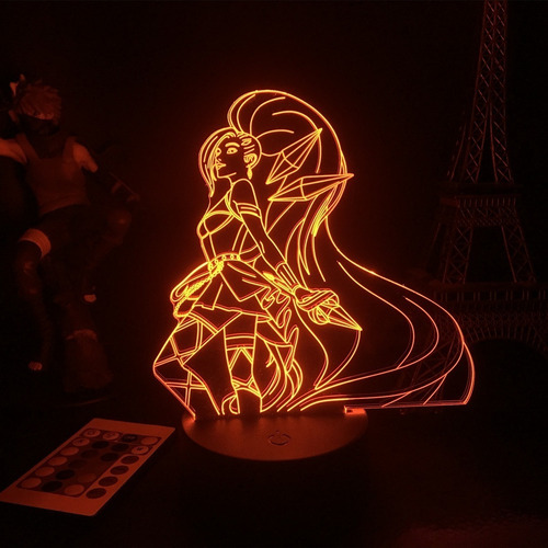 Lámpara Nocturna Led 3d Con Figura De Seraphine De Lol Hero