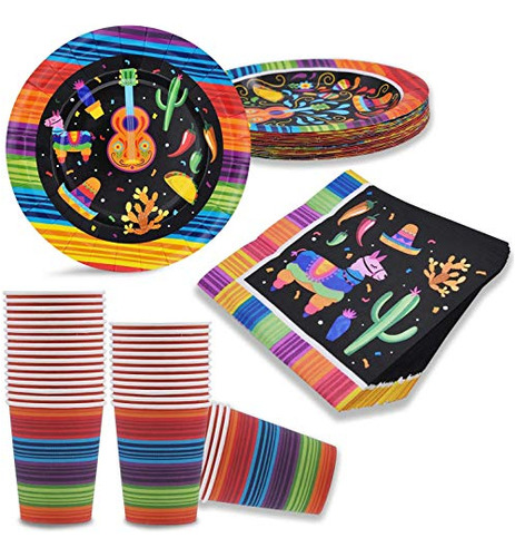 Platos Con Vasos Servilletas Para Fiesta Mexicana 82 Pzas