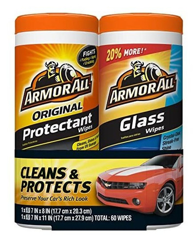 Armor All Car Protectant And Glass Wipes, 60 Toallitas (paqu