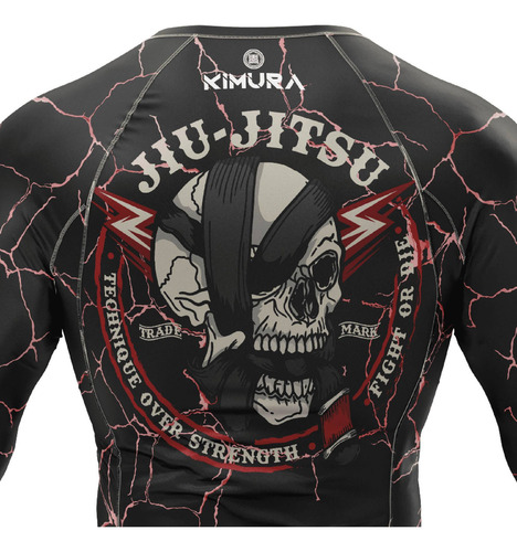 Imagem 4 de 4 de Rashguard Jiu Jitsu Luta Brasil Combate Caveira Preto