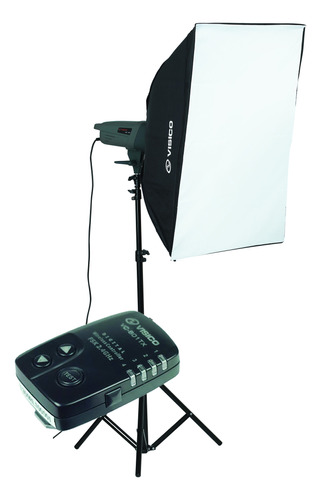 Kit Flash Estudio Visico Ve300 Softbox 50x70 Pie Emisor