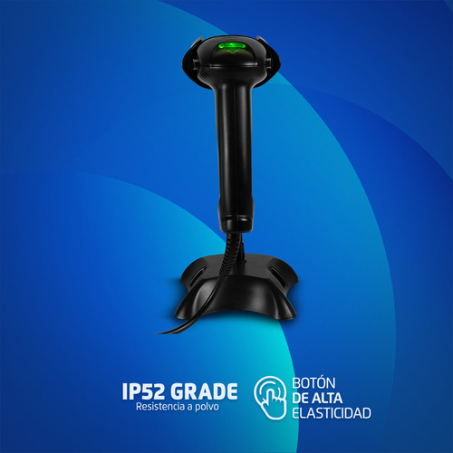 Vorago Bcs-201 Lector De Código De Barras Laser 1d Con Cable Usb Ip52 Resistente Al Polvo Ideal Para Almacenes De Alto Flujo Punto De Venta Incluye Soporte 127V negro