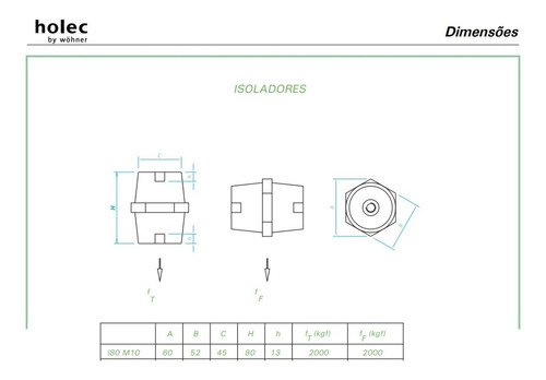 Isolador Bujão Epoxi 80x60xm10 Holec I-80 Unidade