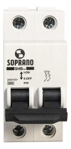Caixa 6 Disjuntor Bifásico Trilho Din 32a Soprano Curva C