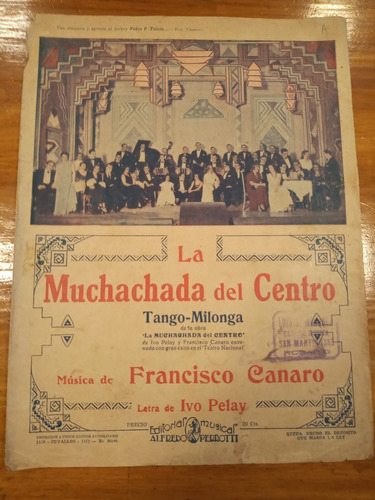 La Muchachada Del Centro Canaro Pelay Tango Milong Partitura