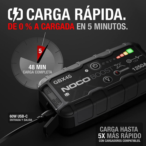 Noco Gbx45 boost 1250 A 12v arrancador de Autos portatil color negro y gris