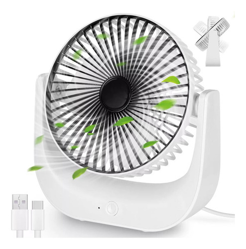 Ventilador De Escritorio Portátil Usb Recargable Silencioso Cantidad De Aspas 3 Estructura Verde Aspas Blanco Diámetro 16.3 Cm Material De Las Aspas Plástico