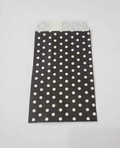 Bolsa De Papel China Diseño Negra Con Puntos Blancos