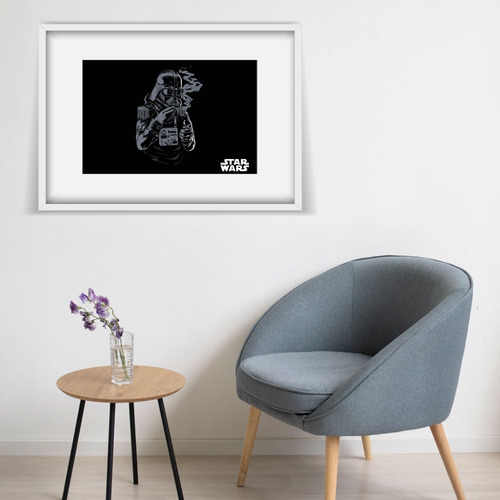 Cuadro Decorativo Personaje Darth Vader Star Wars Blanco Blanco