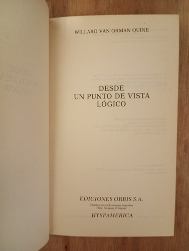 Desde Un Punto De Vista Lógico - Willard Van Orman Quine (Usado)