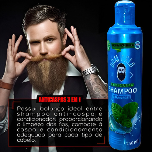 Shampoo Anticaspas 3 Em 1 Dom Pelo Barba, Cabelo E Bigode
