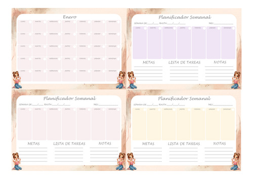 Kit Imprimible +18 Planners A4 +pdf + Editables Floral
