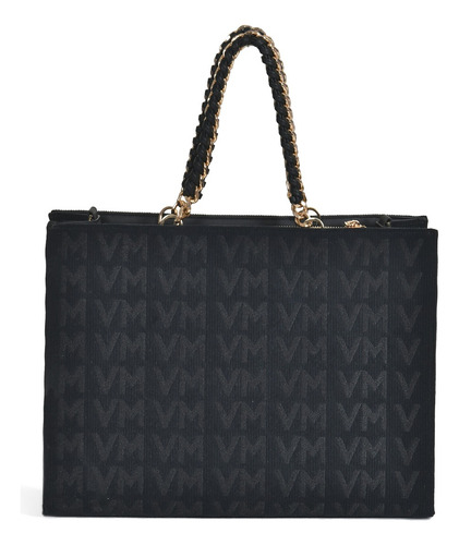 Bolsa Tote Grande Jacquard Preto Ref: B1-134-01 Preto Monograma Via Marte Preto
