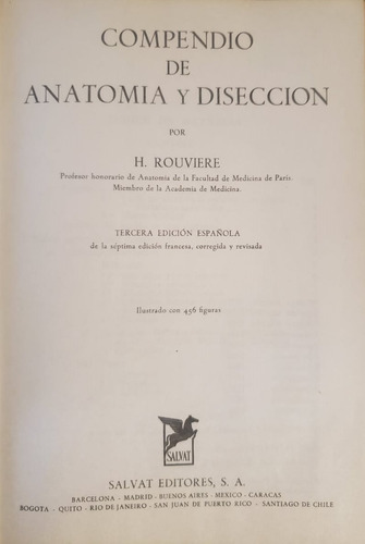 Compendio De Anatomía Y Disección Rouvière 3ra. Edición 1975 (Usado)