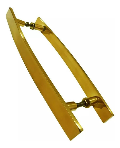 Puxador Portas Madeira Vidro Alumínio Curvo Dourado 60cm