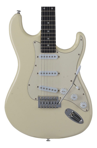 Guitarra 3s Escala Escura Escudo Awh Mg-30 Owh Memphis Destro White