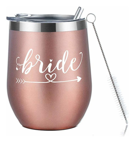 Amzyt Wine Tumbler For Bride, Stainless Steel Stemless Wi