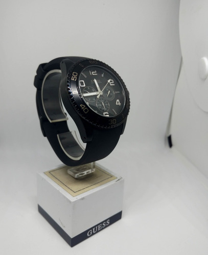 Reloj Guess Hombre W0173g1 Caucho Negro Dual Time Pr 50%