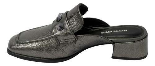 Mule Bottero 354208 Mariane Couro Metalizado Roma Onix