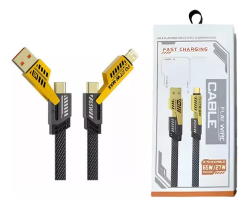Cable USB Tipo C Para Iphone Android 65w Usb A Y C 4 en 1 tipo IP nylon carga rápida