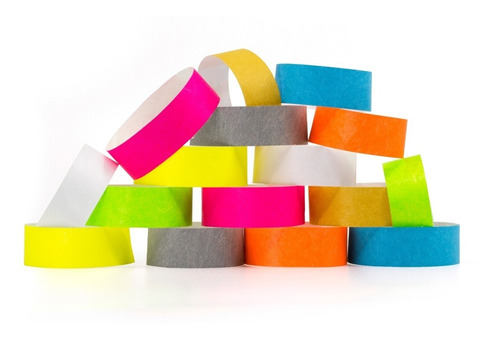Imagen 2 de 3 de Pulseras Tyvek Lisas Inviolables Seguridad Identificacion Colores Eventos Piletas Boliches X 200u