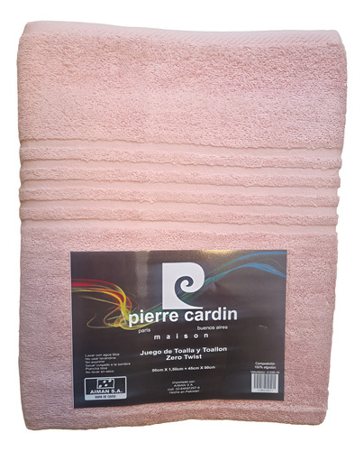 Juego Toalla Y Toallon Pierre Cardin 600 Gr 100% Algodon Rosa Lisa