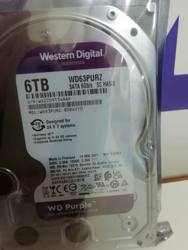 Disco Duro 6tb Wd Purple Wd64purz 24-7 5400rpm Video Vigilan