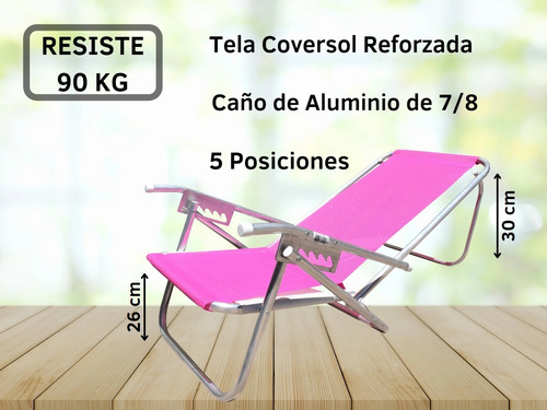 Imagen 5 de 8 de Reposera Aluminio 5 Pos. Coversol Kit X3- Disentino®
