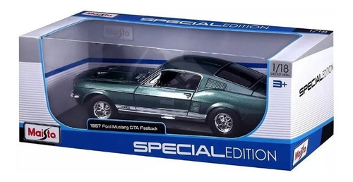 Imagem 4 de 4 de Miniatura Ford Mustang Gta Fastback 1967 Verde 1/18