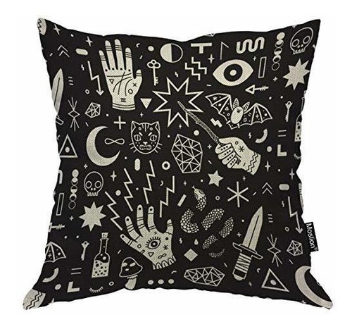 Moslion Throw Almohada Cubierta Brujeria 18x18 Pulgadas Est