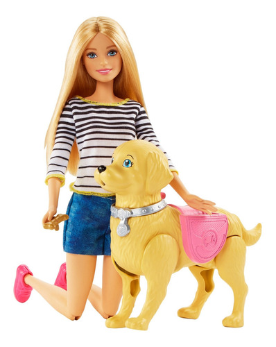 Muñeca Barbie Modelo Paseo De Perrito