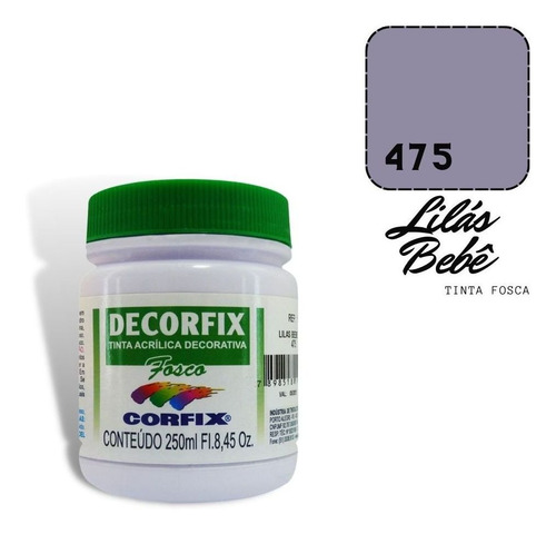 Tinta Acrílica Decorfix Fosca 250ml 475 Lilas Bebê Corfix