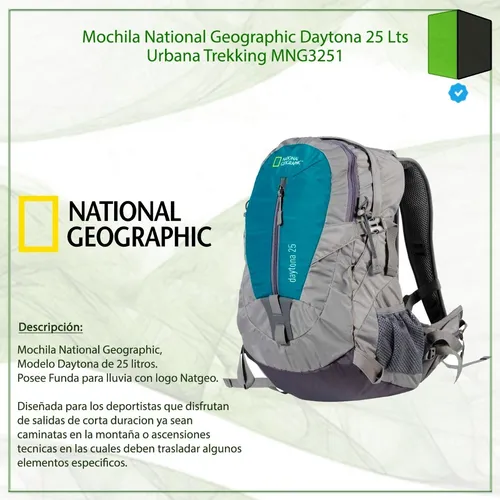 Mochila de deporte Urbano Daytona 25 Litros - National Geographic-MNG3251-Gris  con turquesa