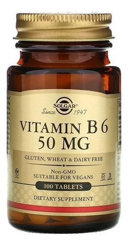 Solgar | Vitamin B6 | 50mg | 100 Tablets | Importado | Usa